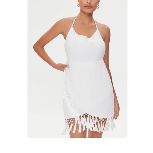 Forever 21 Dresses & Skirts - Halter tassel white dress